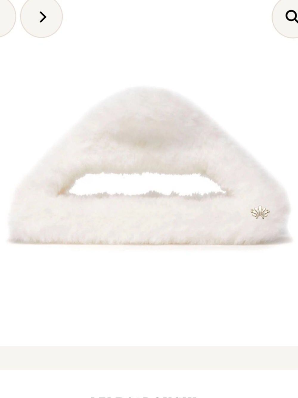 Lele Sadoughi Cream Chalet Faux-Fur Claw Clip with Gold Emblem